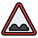 uneven, road, warning, sign, traffic, label