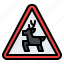 wild, animals, warning, road, sign, traffic, label 