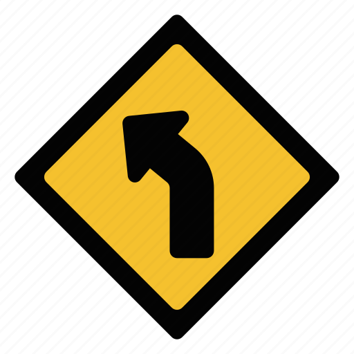 Arrow, curve, direction, left, sign, traffic, warning icon - Download on Iconfinder