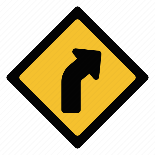 Arrow, curve, direction, right, sign, traffic, warning icon - Download on Iconfinder