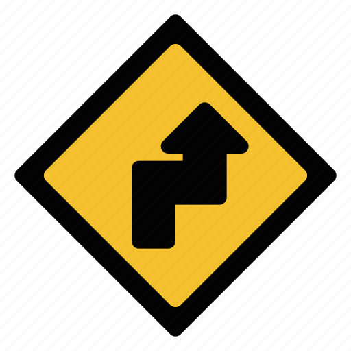 Ahead, arrow, left, reverse, sign, traffic, warning icon - Download on Iconfinder