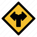 arrow, curve, left turn, right turn, sign, traffic, warning
