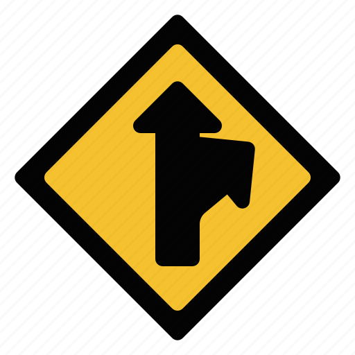 Arrow, branching, right, road, sign, traffic, warning icon - Download on Iconfinder
