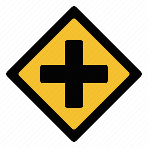Cross road, road, sign, traffic, warning icon - Download on Iconfinder