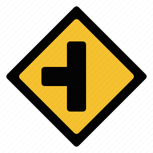 Left, side road, sign, traffic, warning icon - Download on Iconfinder