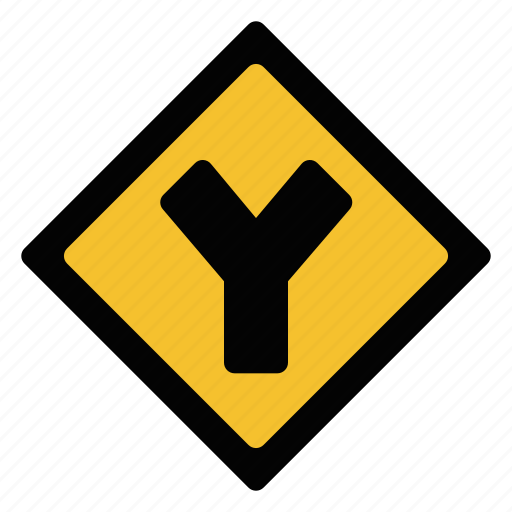 Intersection, sign, traffic, warning, y, y intersection icon - Download on Iconfinder