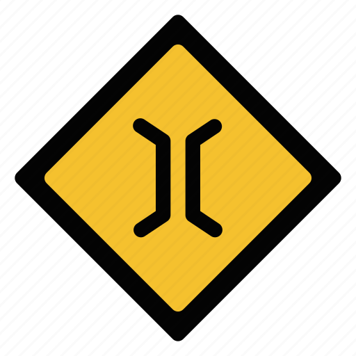 Narrow, road, sign, traffic, warning icon - Download on Iconfinder