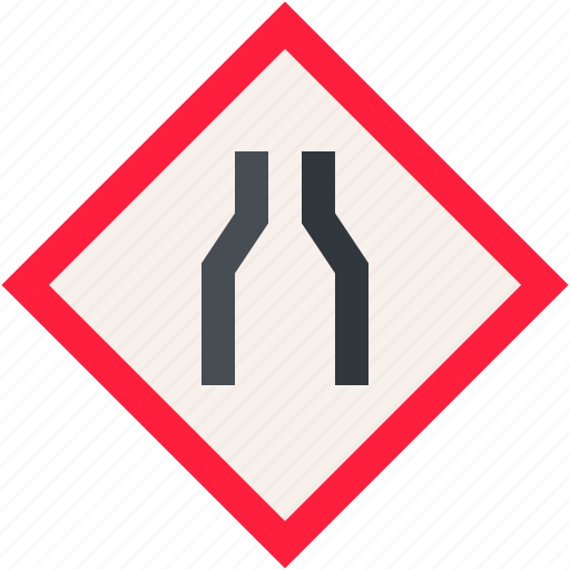 Narrow, road, traffic, sign, lanes, signaling icon - Download on Iconfinder