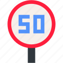 speed, limit, fifty, traffic, sign, signaling