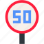 speed, limit, fifty, traffic, sign, signaling 