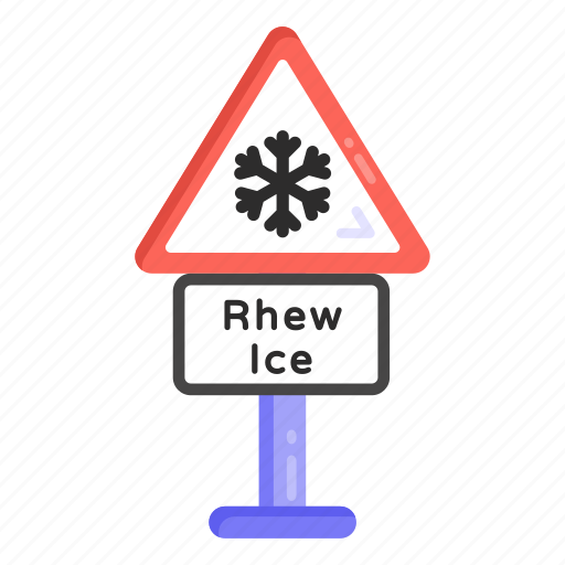 Road sign, road post, beware of snow, rhew ice, snow caution icon - Download on Iconfinder