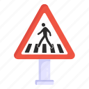 traffic sign, road sign, zebra crossing, pedestrian crossing, crosswalk 