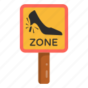 traffic sign, woman driving caution, road post, heel warning, woman driving sign 