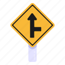 traffic sign, road sign, traffic board, road post, right junction arrow 