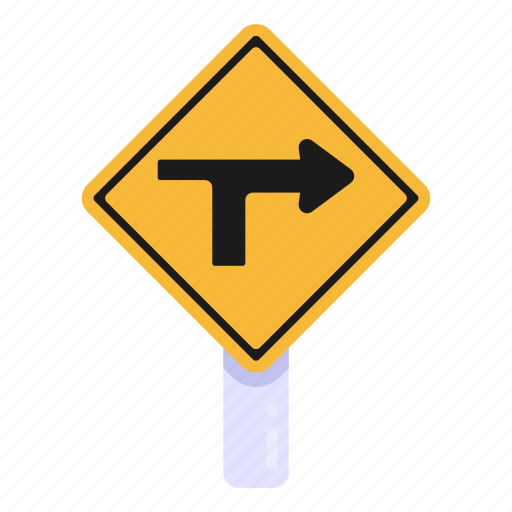 Traffic sign, road sign, traffic board, right arrow, right t junction icon - Download on Iconfinder
