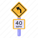 traffic sign, road sign, traffic board, road post, up left turn 