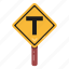 traffic sign, road sign, traffic board, t intersection, t road 