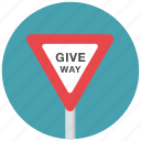 give way, traffic sign, warning sign, yield