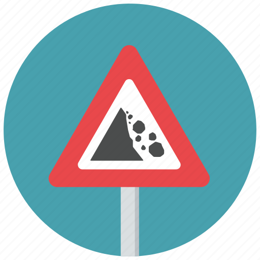Caution, danger, fallen rocks, falling rocks, rocks, warning, warning sign icon - Download on Iconfinder