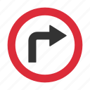 right turn, traffic sign, warning, warning sign
