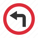 left turn, traffic sign, warning, warning sign