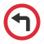 left turn, traffic sign, warning, warning sign 