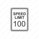limit, sign, speed, speed 100, speed limit, traffic, warning