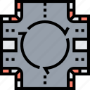 roundabout, road, traffic, town, transportation
