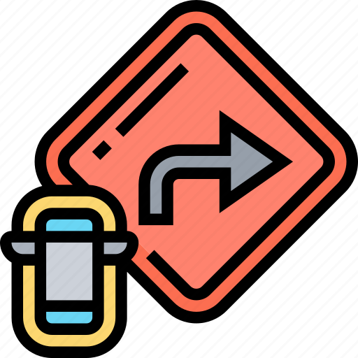 Turn, right, caution, lane, safety icon - Download on Iconfinder