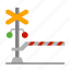 railroad crossing, stop signal, road sign, railway, level crossing, barrier, railroad 