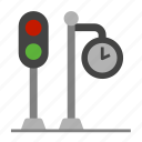 clock, transportation, urban, stop light, signaling, traffic signal, traffic light