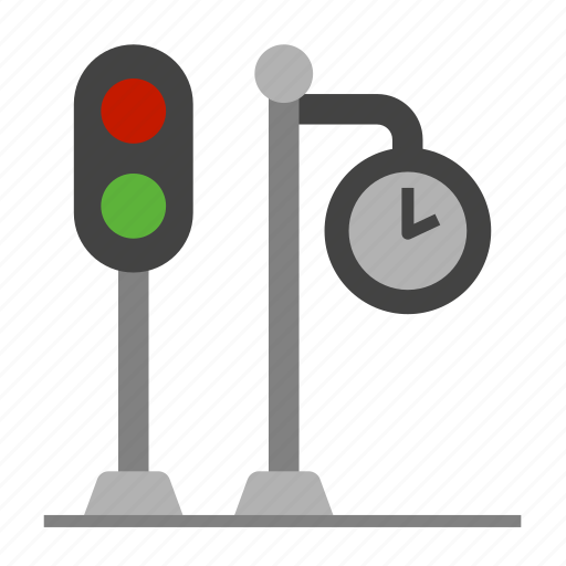 Clock, transportation, urban, stop light, signaling, traffic signal, traffic light icon - Download on Iconfinder