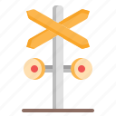 train, track, traffic, lights, signal, road, sign, warning