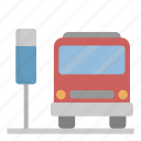 train, station, bus stop, bus, transport
