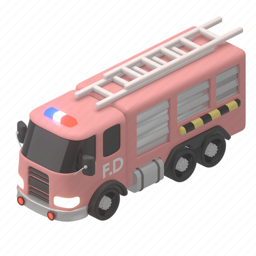 Transportation, transport, vehicle, emergency, firetruck 3D illustration - Download on Iconfinder