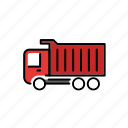 truck, dump, heavy, loading, transportation