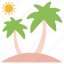 island, beach trees, palm trees, coconut trees, nature 