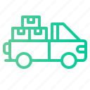 truck, shipping, pickup, package, parcel, transportation