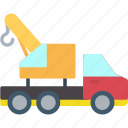 construction, crane, lorry, tow, truck, trucktrailer
