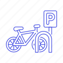 bicycle, bike, land, outdoors, park, parking, road, sign, street, symbol, transportation
