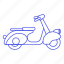 blue, land, light, motor, motorbike, motorcycle, road, scooter, transportation, vespa 