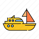 color, lineal, sailingboat, sea, ship, sport, transport, travel