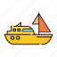 color, lineal, sailingboat, sea, ship, sport, transport, travel 