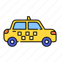 car, color, lineal, public, taxi, transport, transportation, vehicle