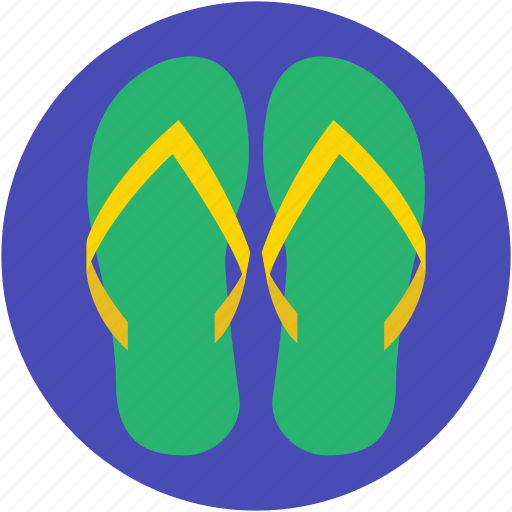 Beach sandals, flat sandals, flip flops, footwear, home slippers icon - Download on Iconfinder