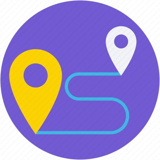 Location pins, location pointers, map locator, travel distance, travelling points icon - Download on Iconfinder