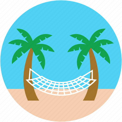 Beach, hammock, hammock swing, palm hammock, palm tree icon - Download on Iconfinder