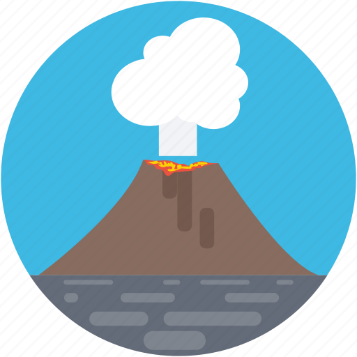 Erupting, lava, molten rock, nature, volcano icon - Download on Iconfinder