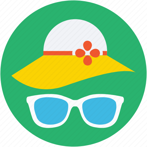 Beach hat, floppy hat, glasses, summer hat, sunglasses icon - Download on Iconfinder