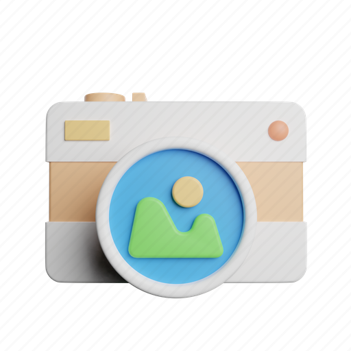 Camera, front, photography, photo, picture, image, video 3D illustration - Download on Iconfinder